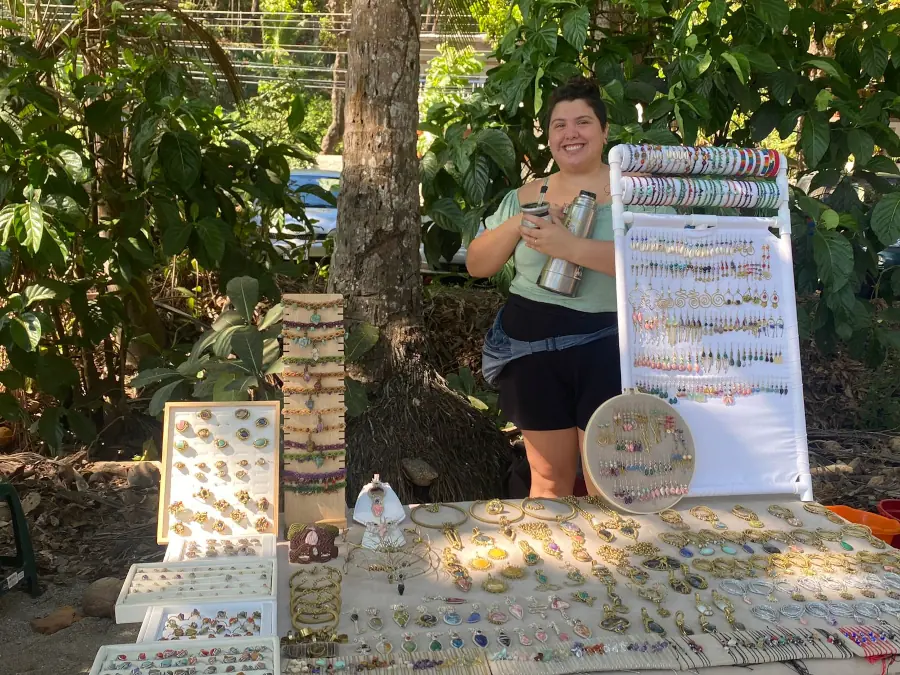 Handicrafts shown at outdoor beach market